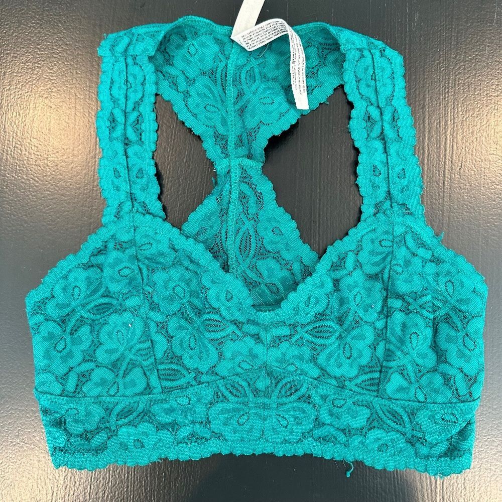 Intimately Free People Green Teal Lace Racerback Bralette - Size XS - EUC